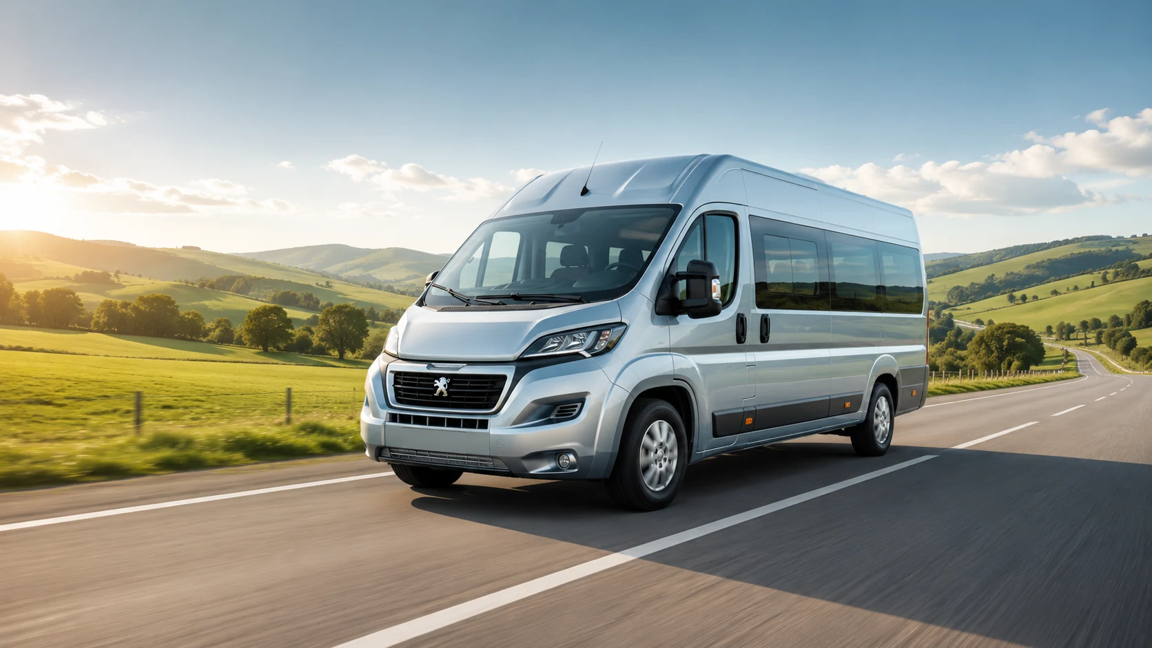 Peugeot Boxer на загородной дороге